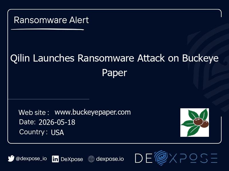 Qilin Launches Ransomware Attack on Buckeye Paper