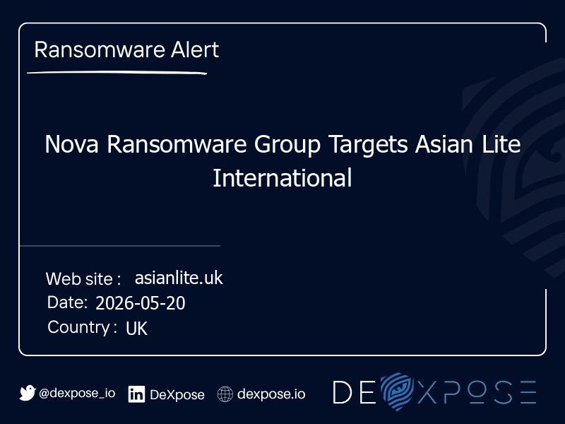 Nova Ransomware Group Targets Asian Lite International