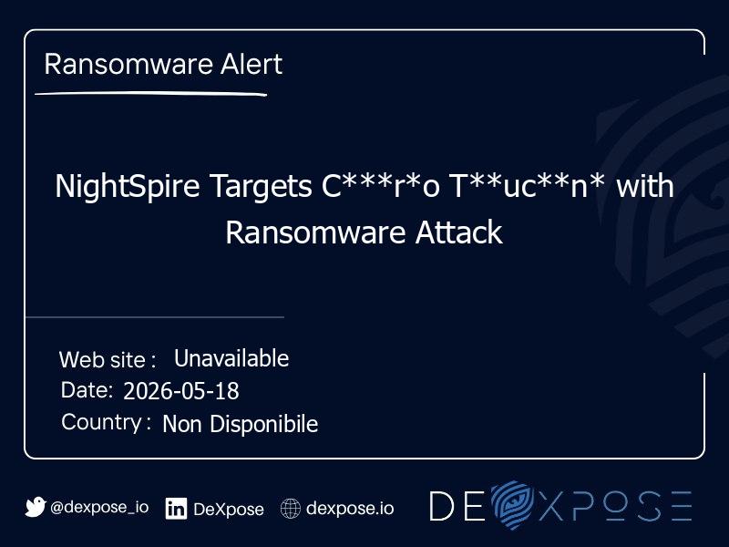 NightSpire Targets C***r*o T**uc**n* with Ransomware Attack