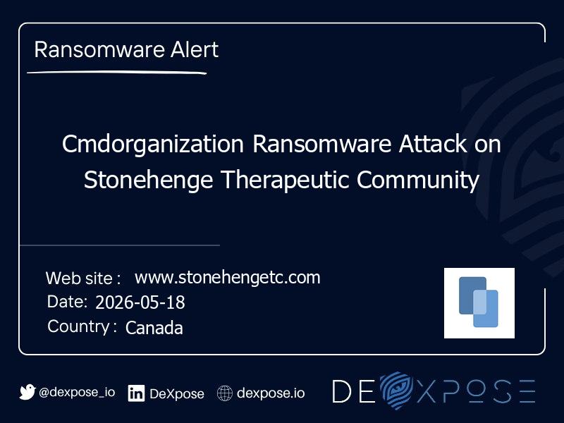 Cmdorganization Ransomware Attack on Stonehenge Therapeutic Community