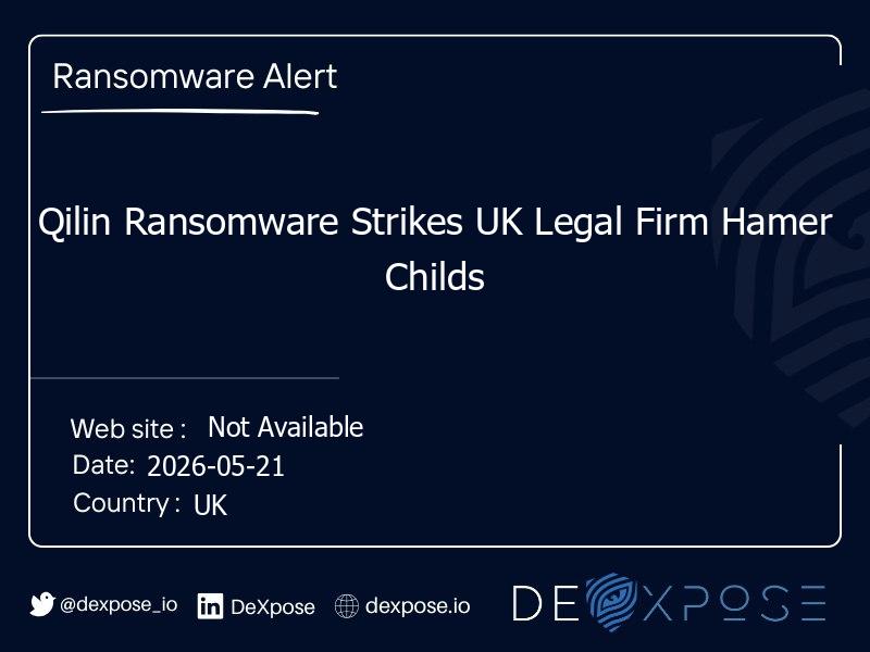 Qilin Ransomware Strikes UK Legal Firm Hamer Childs