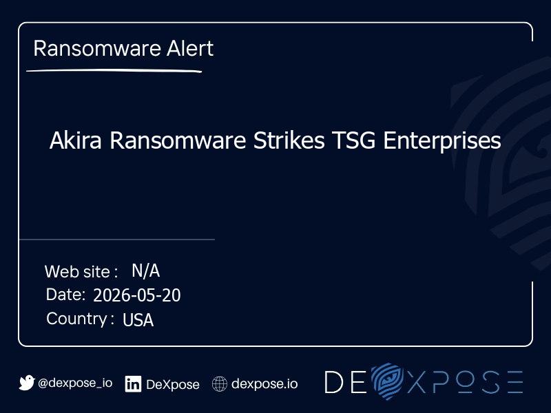 Akira Ransomware Strikes TSG Enterprises