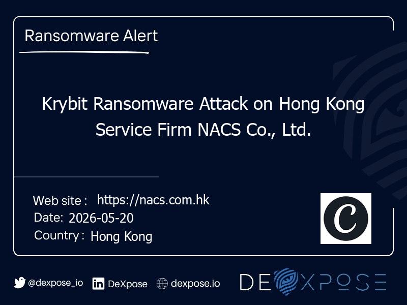 Krybit Ransomware Attack on Hong Kong Service Firm NACS Co., Ltd.