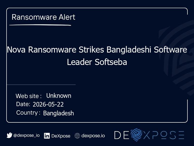 Nova Ransomware Strikes Bangladeshi Software Leader Softseba