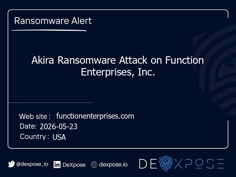 Akira Ransomware Attack on Function Enterprises, Inc.