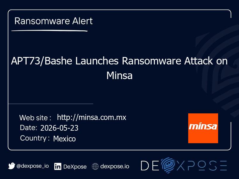 APT73/Bashe Launches Ransomware Attack on Minsa