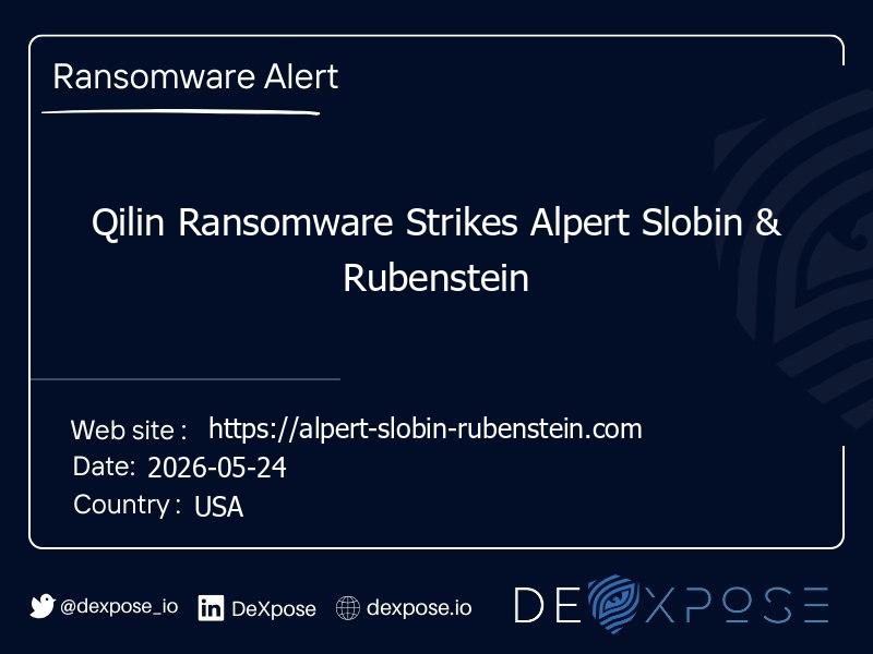 Qilin Ransomware Strikes Alpert Slobin & Rubenstein