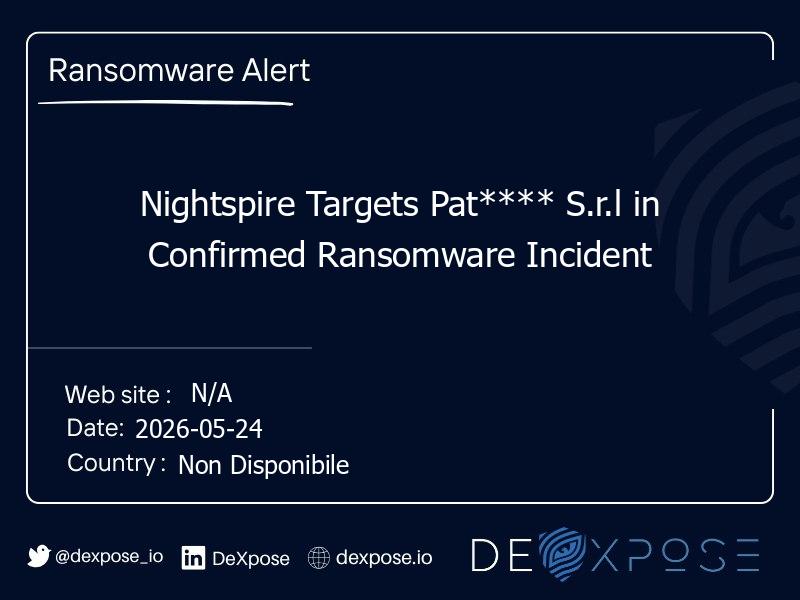 Nightspire Targets Pat**** S.r.l in Confirmed Ransomware Incident
