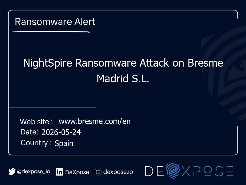 NightSpire Ransomware Attack on Bresme Madrid S.L.