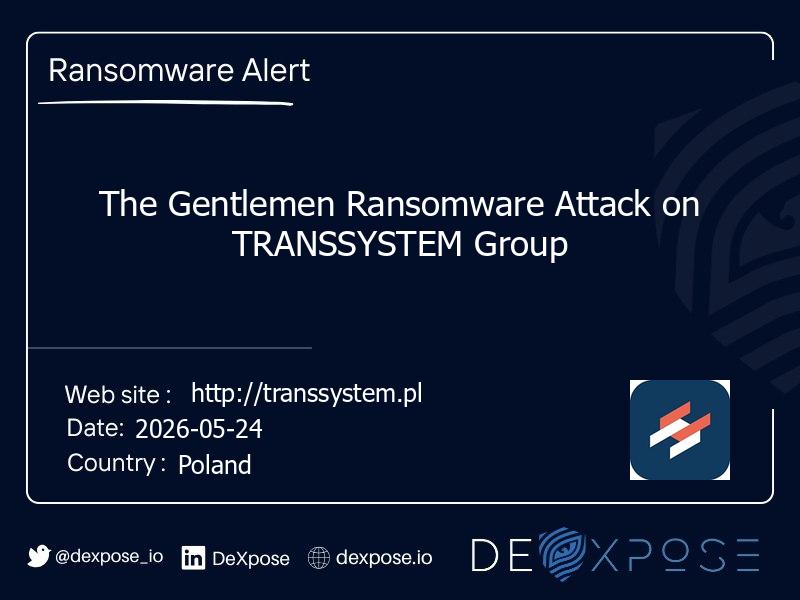 The Gentlemen Ransomware Attack on TRANSSYSTEM Group