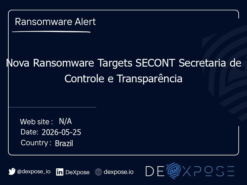 Nova Ransomware Targets SECONT Secretaria de Controle e Transparência