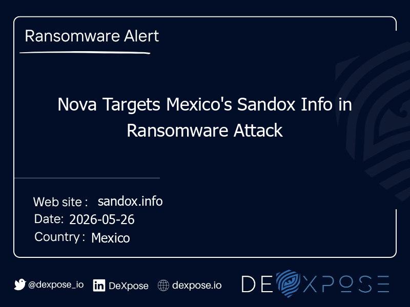 Nova Targets Mexico's Sandox Info in Ransomware Attack