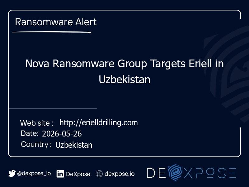 Nova Ransomware Group Targets Eriell in Uzbekistan