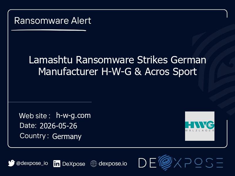 Lamashtu Ransomware Strikes German Manufacturer H-W-G & Acros Sport