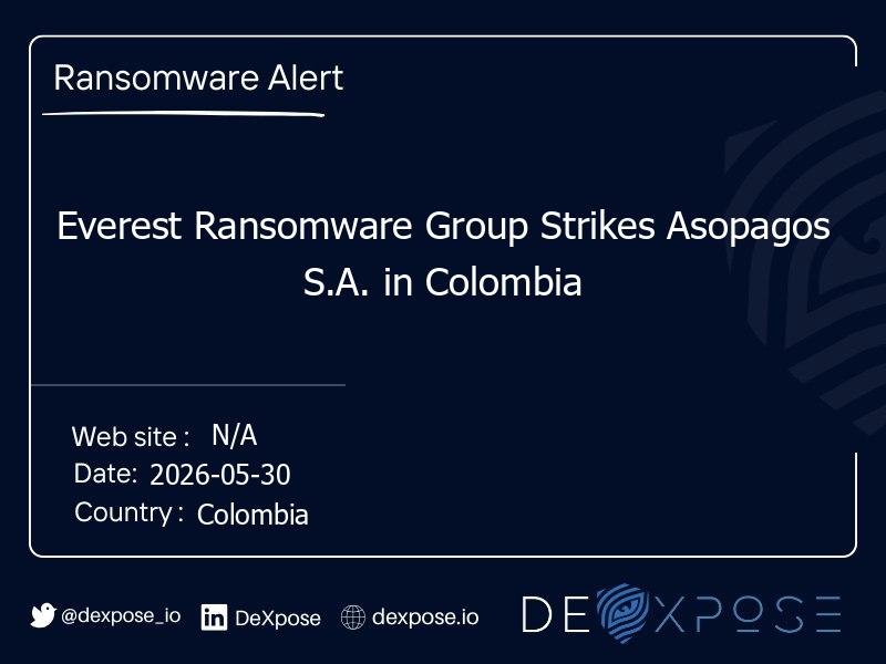 Everest Ransomware Group Strikes Asopagos S.A. in Colombia