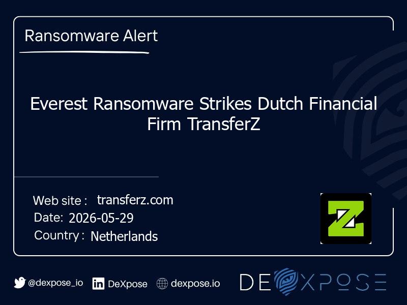 Everest Ransomware Strikes Dutch Financial Firm TransferZ