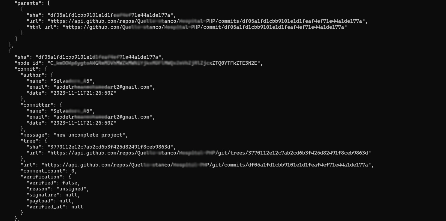 Commit metadata exposing a personal email address