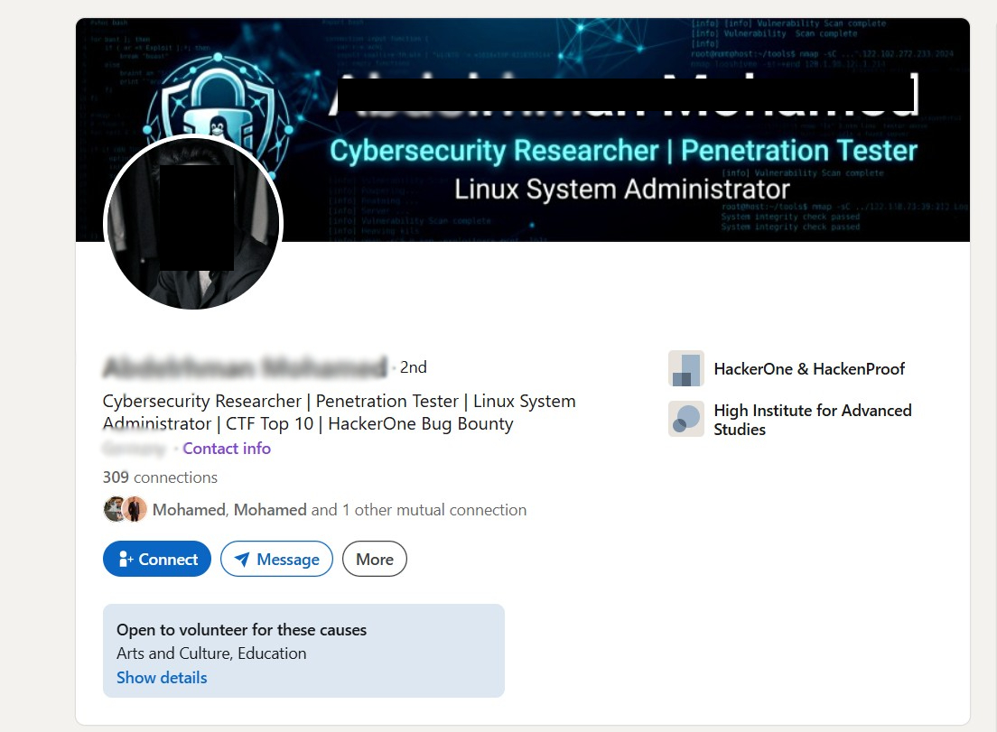 LinkedIn profile identified through the attributed data
