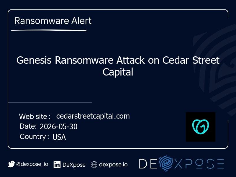 Genesis Ransomware Attack on Cedar Street Capital