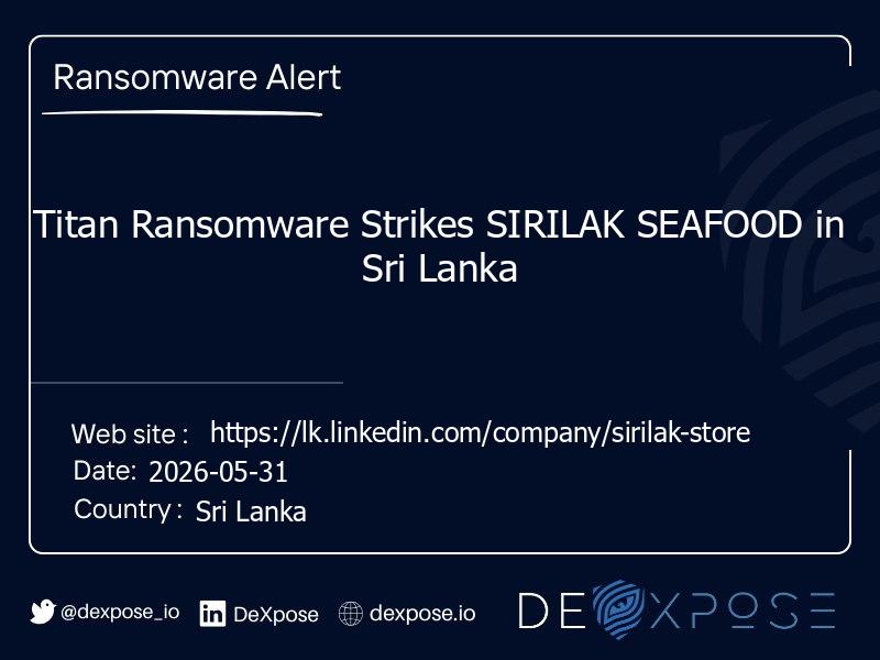 Titan Ransomware Strikes SIRILAK SEAFOOD in Sri Lanka
