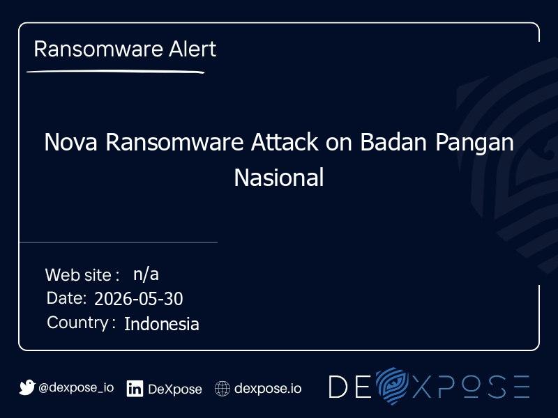 Nova Ransomware Attack on Badan Pangan Nasional