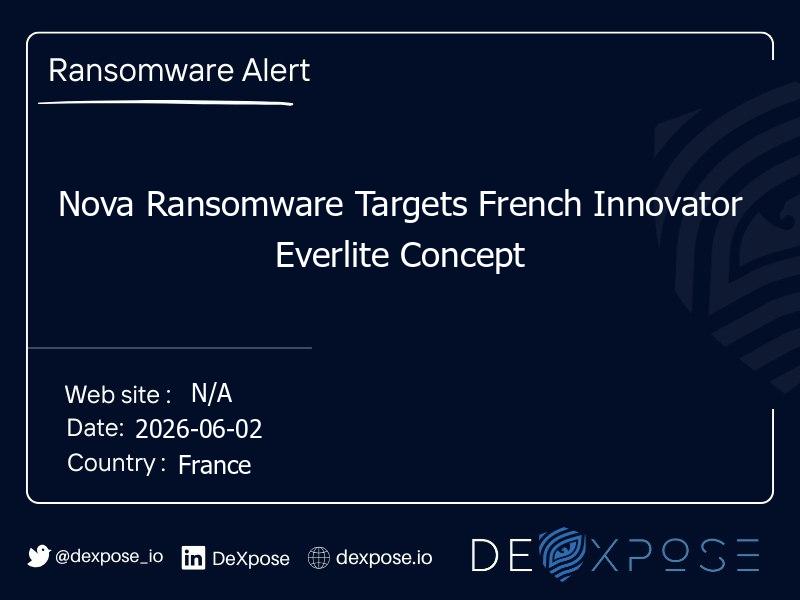 Nova Ransomware Targets French Innovator Everlite Concept