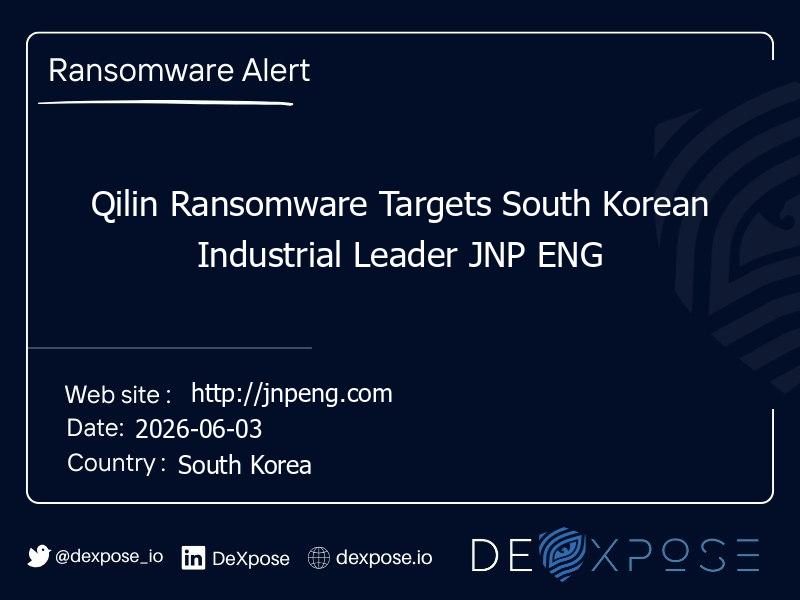 Qilin Ransomware Targets South Korean Industrial Leader JNP ENG