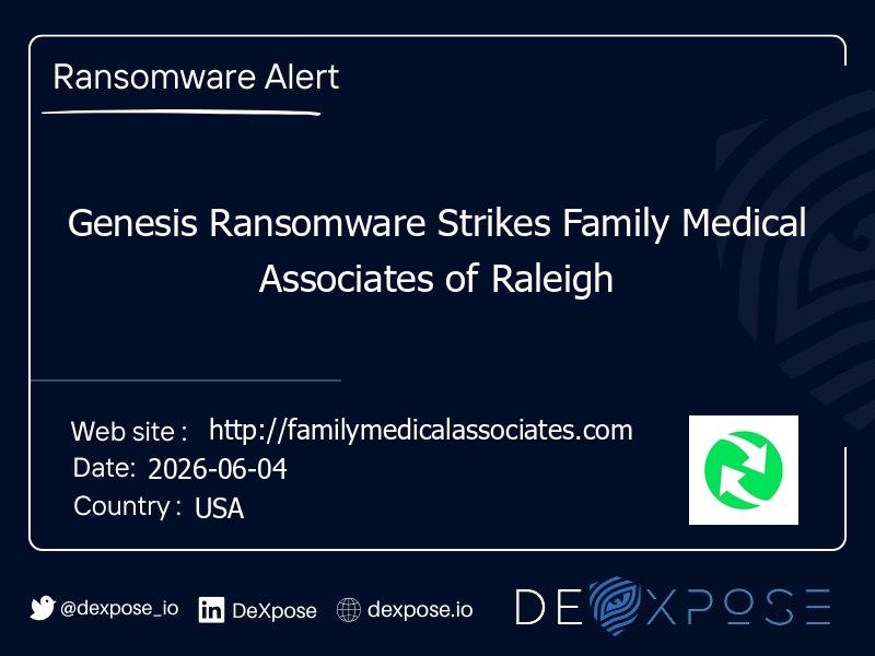 Genesis Ransomware Strikes Family Medical Associates of Raleigh