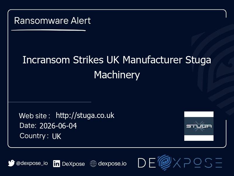 Incransom Strikes UK Manufacturer Stuga Machinery