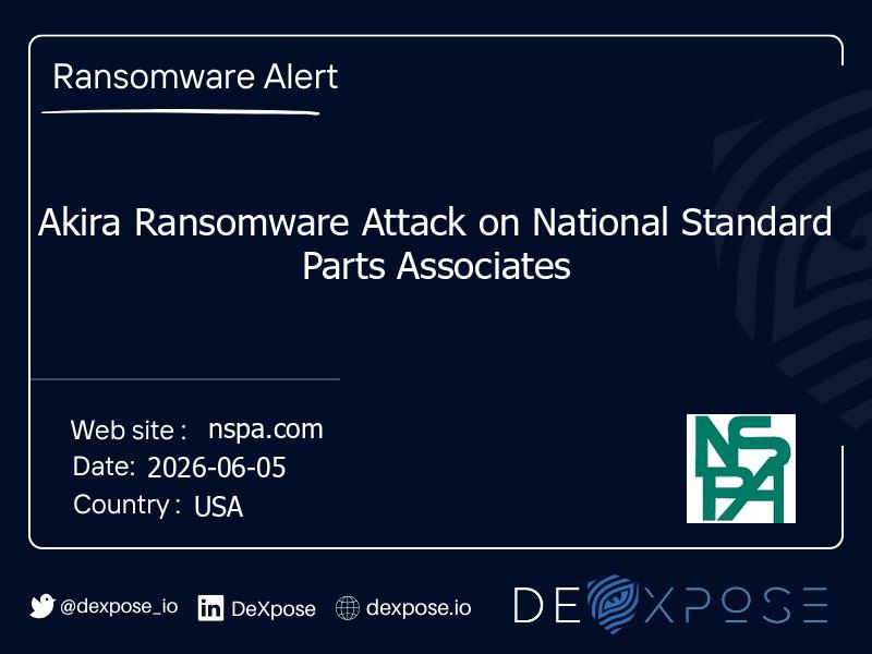 Akira Ransomware Attack on National Standard Parts Associates