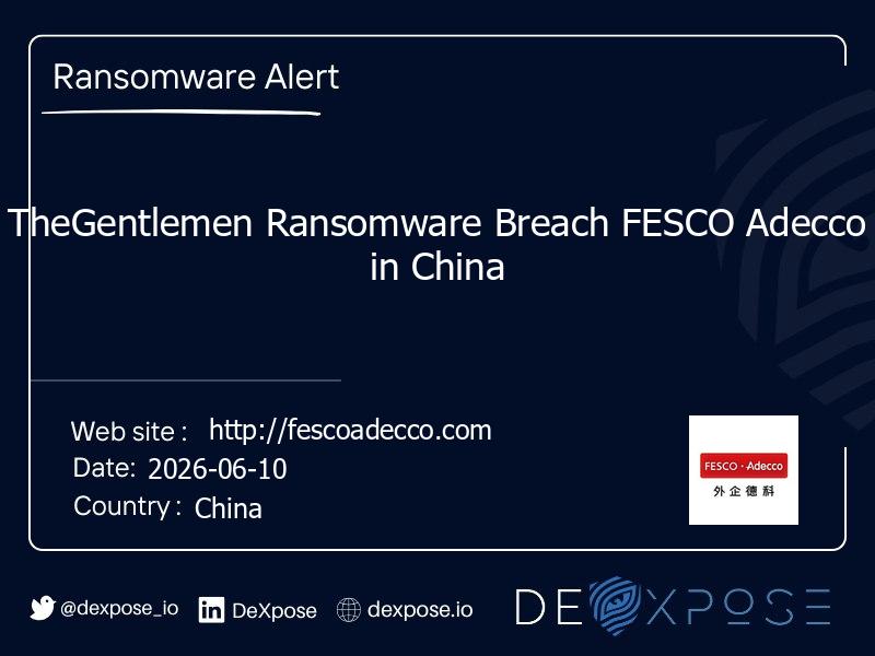 TheGentlemen Ransomware Breach FESCO Adecco in China