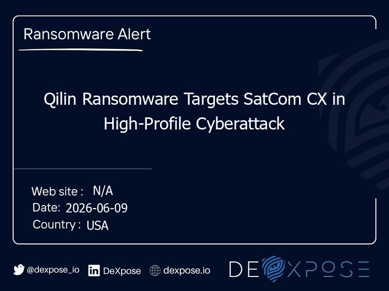 Qilin Ransomware Targets SatCom CX in High-Profile Cyberattack