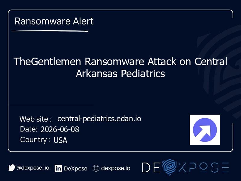TheGentlemen Ransomware Attack on Central Arkansas Pediatrics
