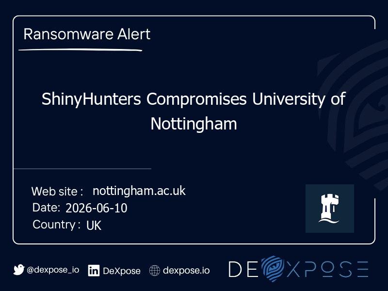 ShinyHunters Compromises University of Nottingham