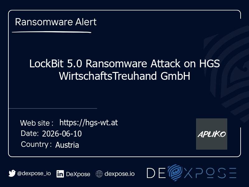 LockBit 5.0 Ransomware Attack on HGS WirtschaftsTreuhand GmbH