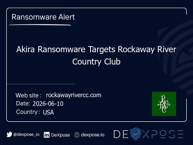 Akira Ransomware Targets Rockaway River Country Club