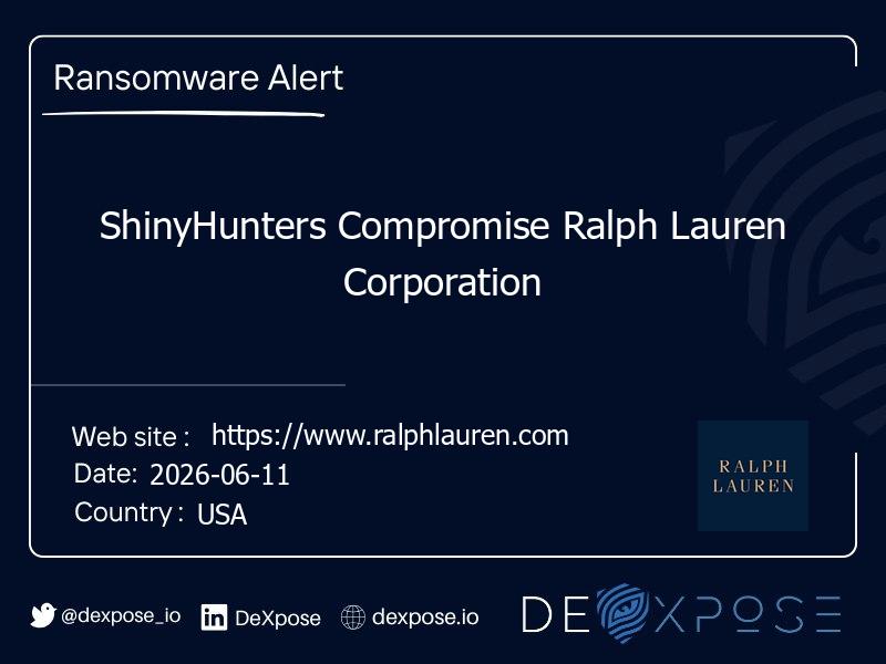 ShinyHunters Compromise Ralph Lauren Corporation