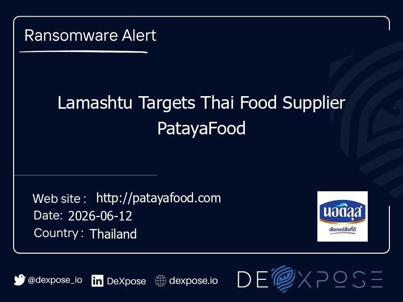 Lamashtu Targets Thai Food Supplier PatayaFood