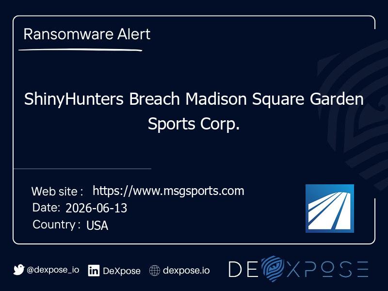 ShinyHunters Breach Madison Square Garden Sports Corp.