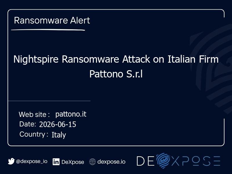 Nightspire Ransomware Attack on Italian Firm Pattono S.r.l