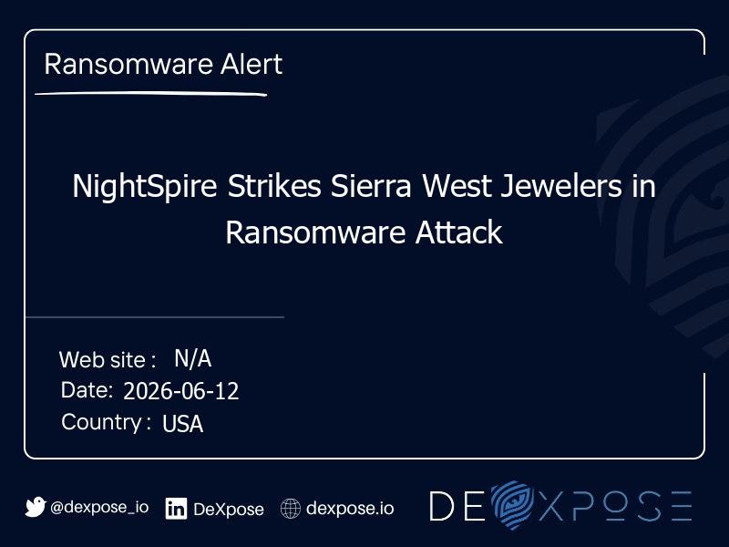 NightSpire Strikes Sierra West Jewelers in Ransomware Attack