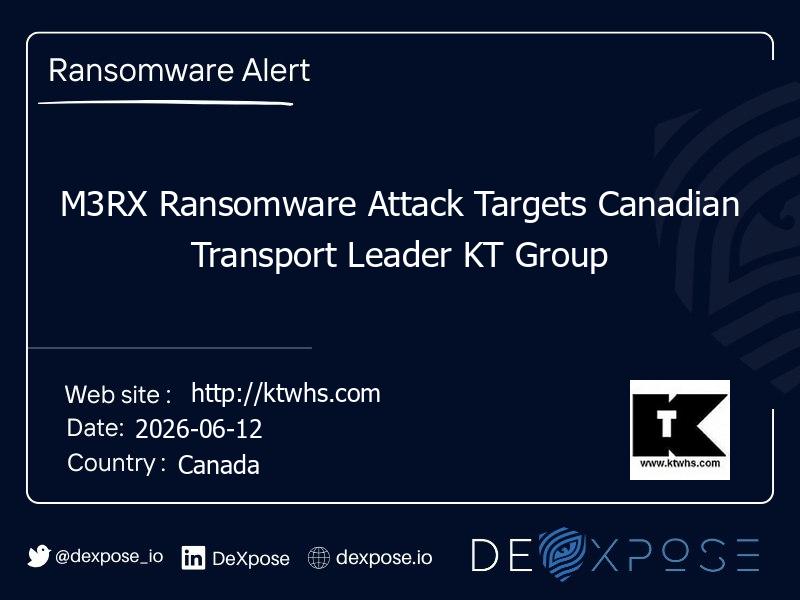M3RX Ransomware Attack Targets Canadian Transport Leader KT Group