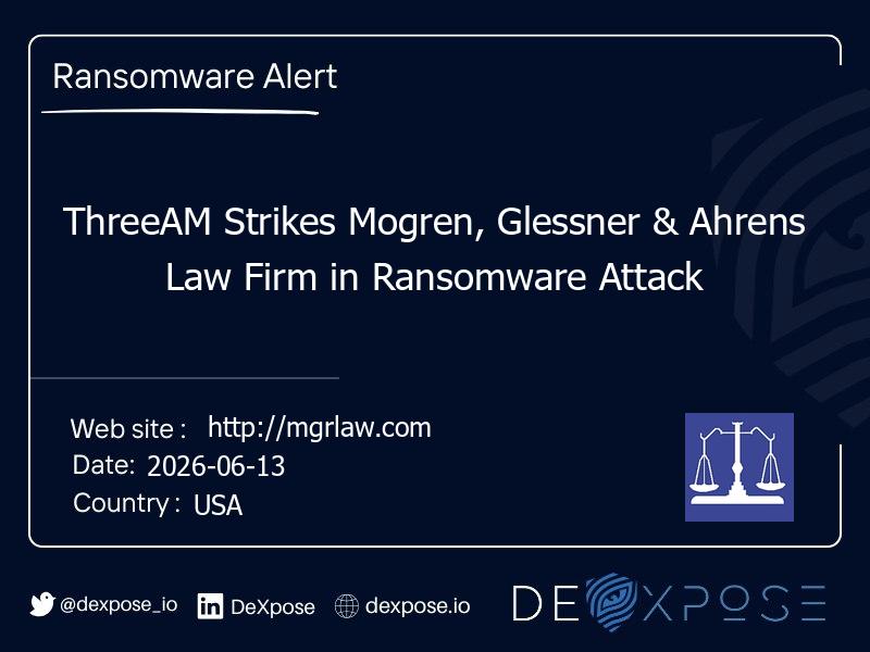 ThreeAM Strikes Mogren, Glessner & Ahrens Law Firm in Ransomware Attack