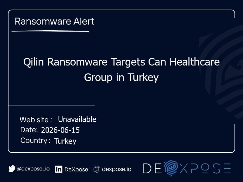 Qilin Ransomware Targets Can Healthcare Group in Turkey