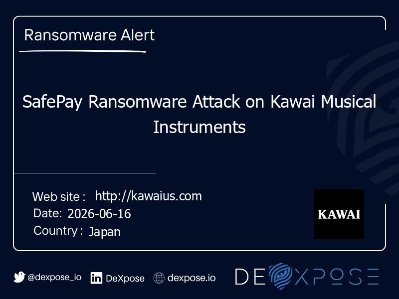 SafePay Ransomware Attack on Kawai Musical Instruments