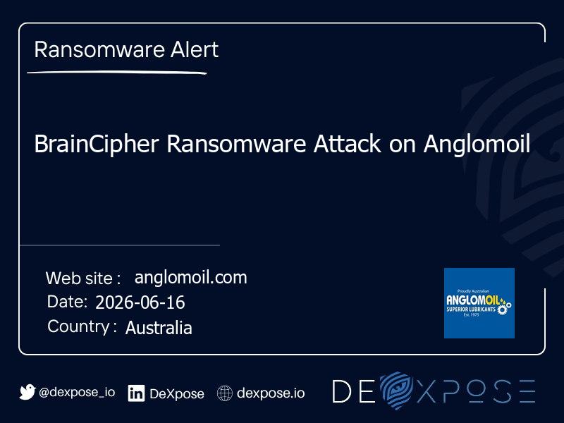 BrainCipher Ransomware Attack on Anglomoil