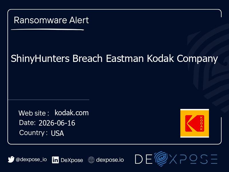 ShinyHunters Breach Eastman Kodak Company