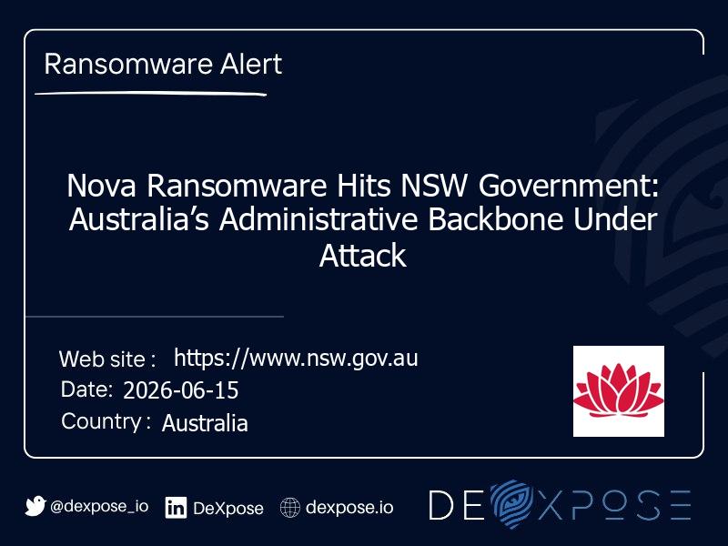 Nova Ransomware Hits NSW Government: Australia’s Administrative Backbone Under Attack