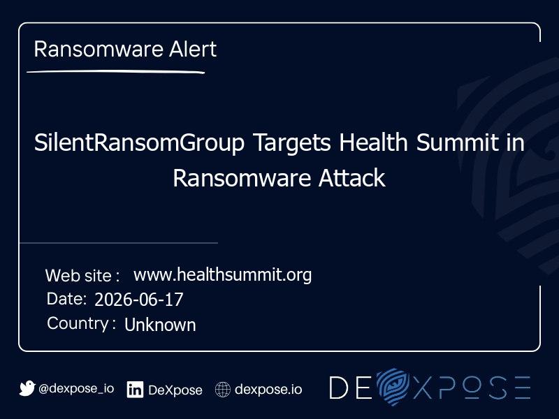 SilentRansomGroup Targets Health Summit in Ransomware Attack