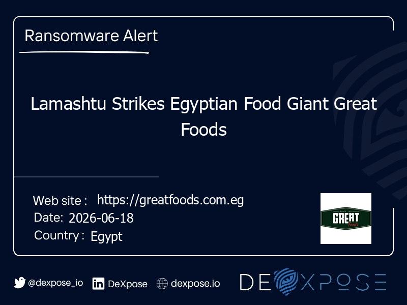 Lamashtu Strikes Egyptian Food Giant Great Foods